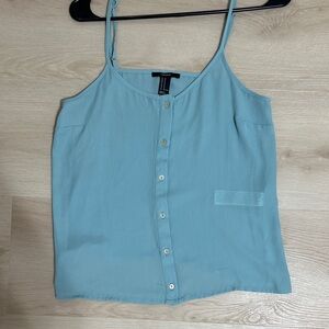 Women's Blue Button-Up Tank Top